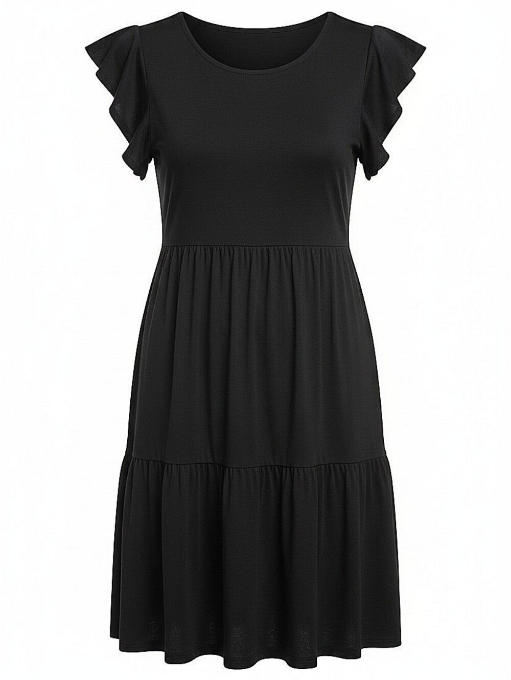 NWT! Olivia Rae Women's Black Ruffle Sleeve Tiered Dress